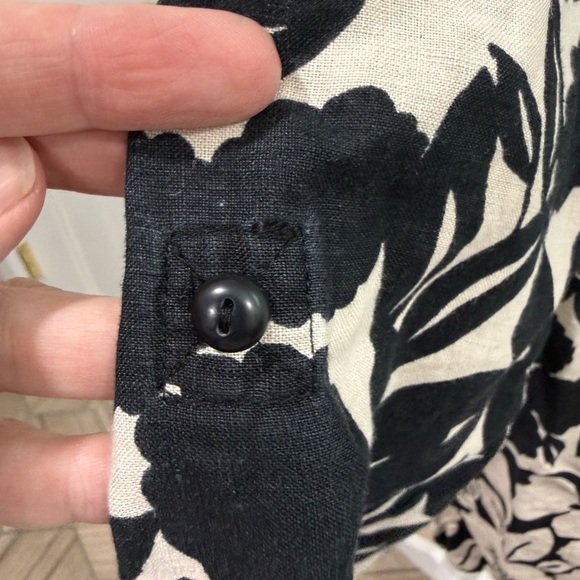 Charter Club Ombré Floral Linen Button Down Shirt - Picture 6 of 10